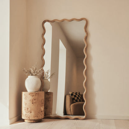 Marea - Specchio Intero Retro Ondulato in Legno Chiaro 170cm x 80cm