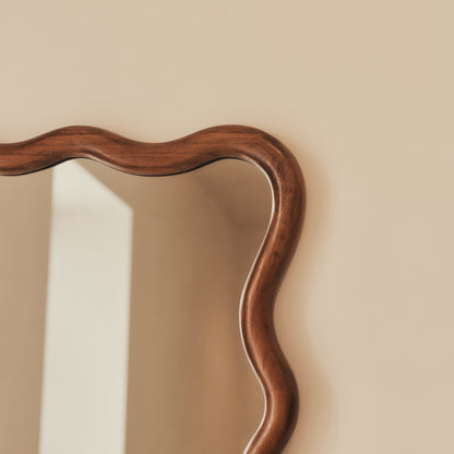 Marea - Specchio Intero Retro Ondulato in Legno Scuro 170cm x 80cm