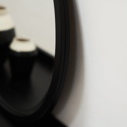 Higgins - Specchio da Parete Rotondo Moderno in Metallo Nero 60cm x 60cm