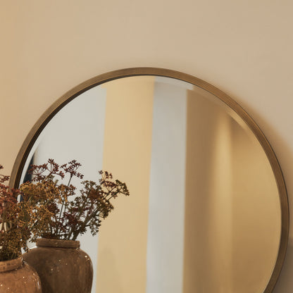 Higgins - Specchio da Parete Rotondo Moderno in Metallo Dorato 60cm x 60cm
