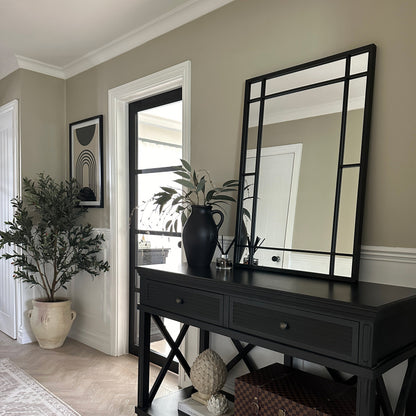 Bexley - Specchio da Parete Rettangolare in Metallo Nero 100cm x 70cm