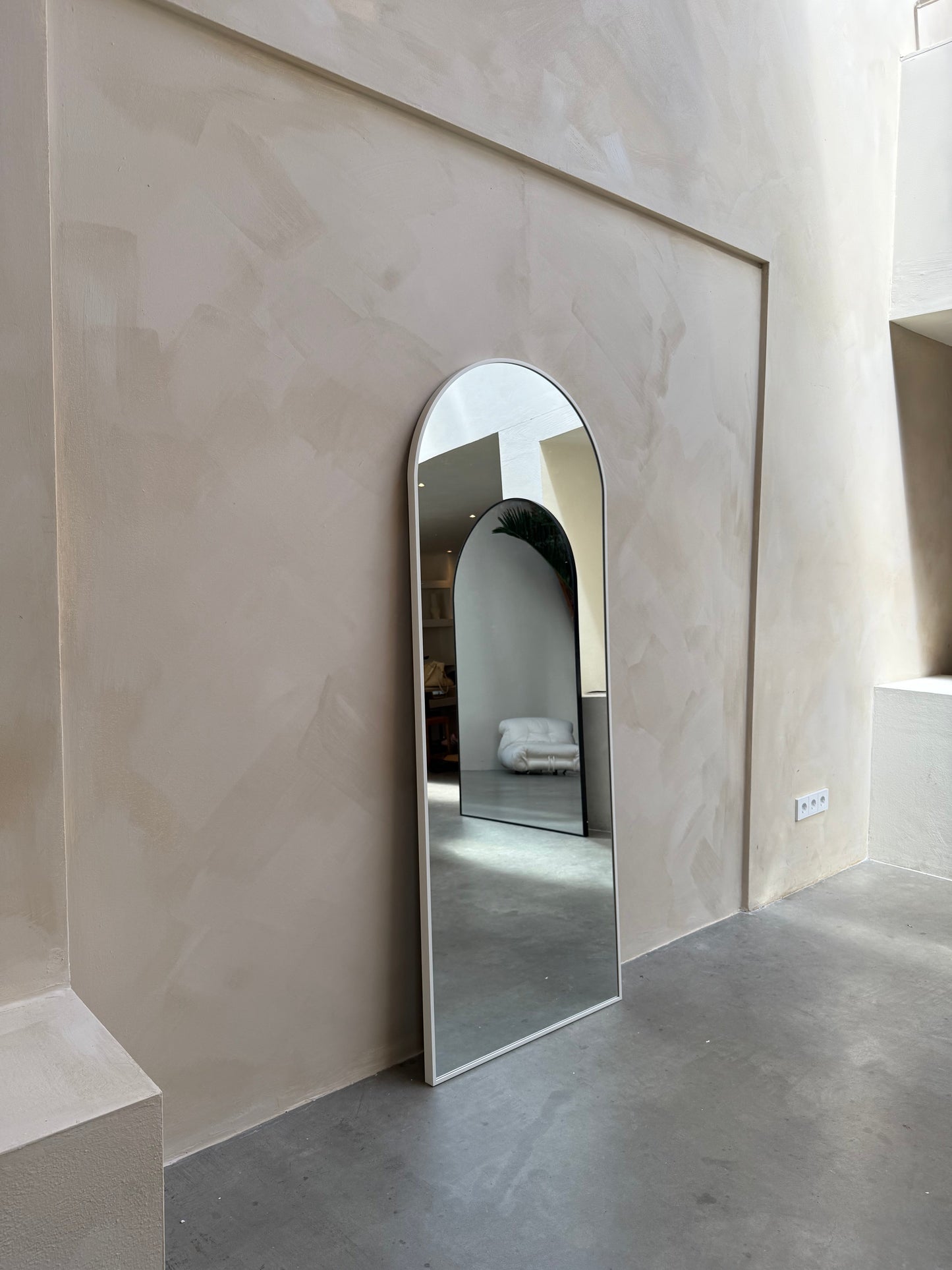 Miroir Mural Mini Loft Moon - Design Moderne et Minimaliste - 180cm x 70cm Blanc