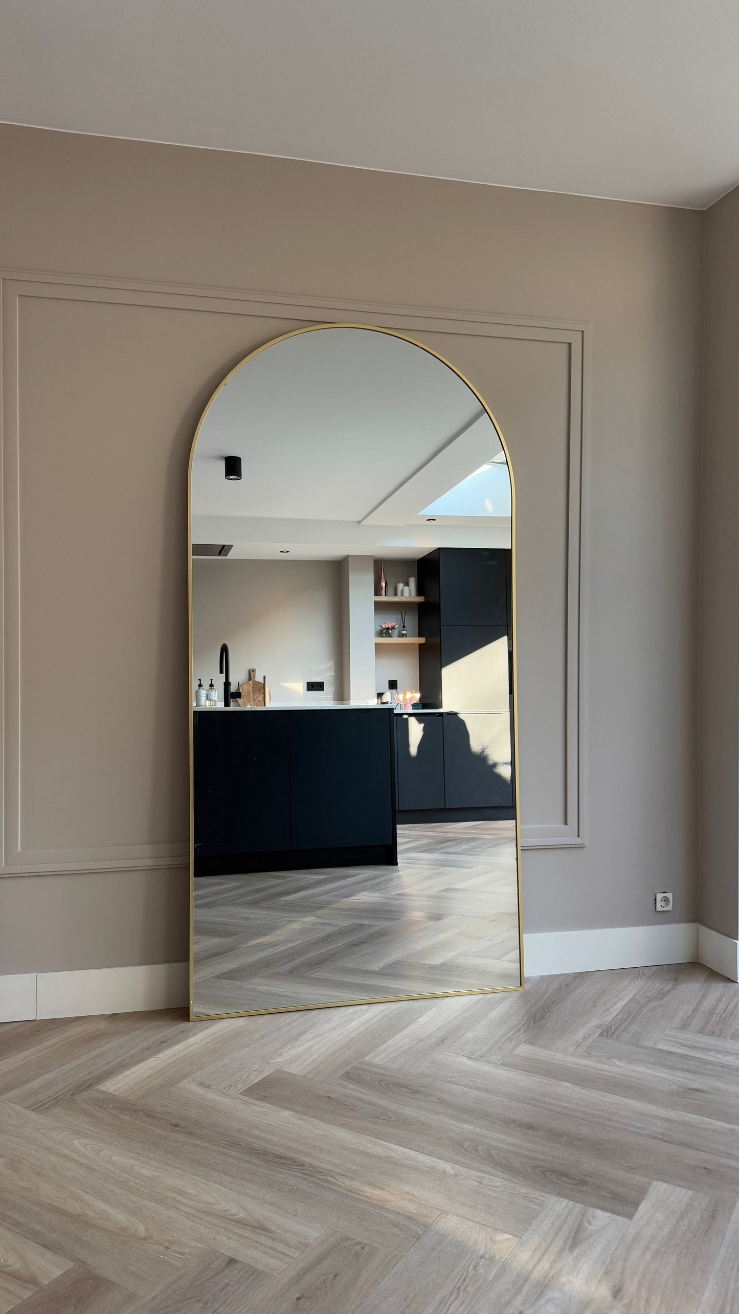 Specchio Rettangolare Moon Loft - Grande Formato 200x100 cm, Finitura Oro