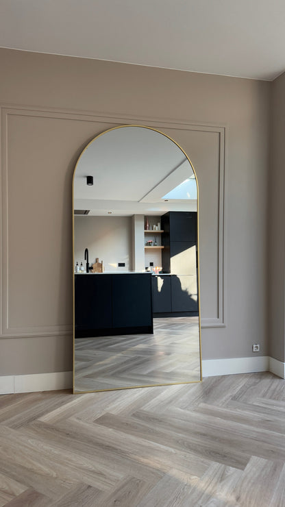 Specchio Rettangolare Moon Loft - Grande Formato 200x100 cm, Finitura Oro