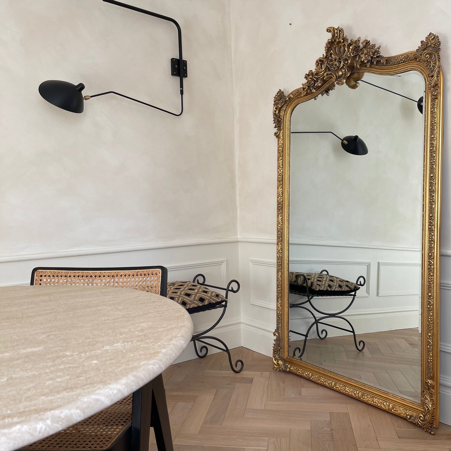 Francesca - Specchio Intero Arcuato Decorato Oro 185cm x 100cm