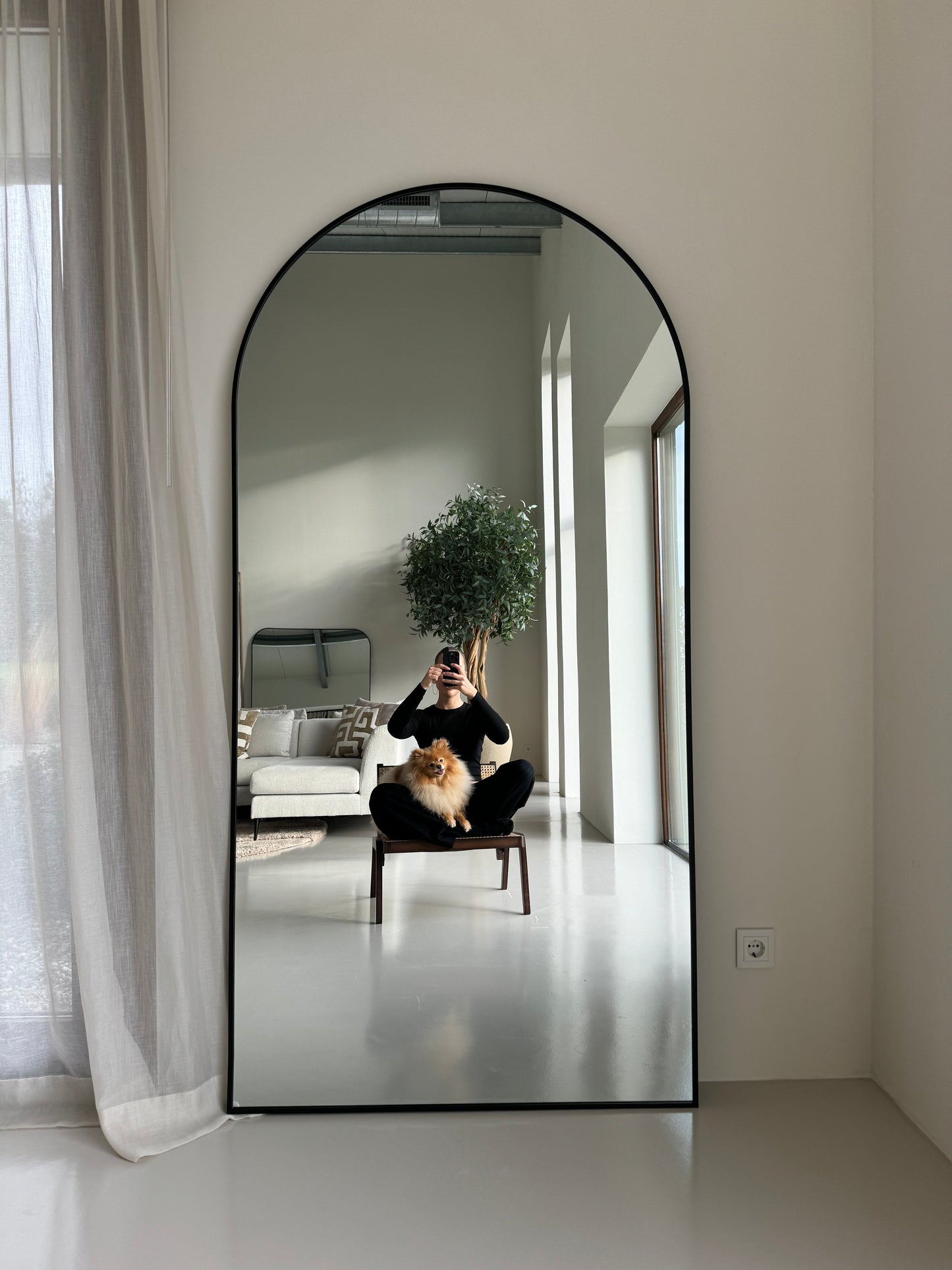 Specchio da Parete Moon Loft - Stile Industriale Minimalista - 200cm x 100cm Nero