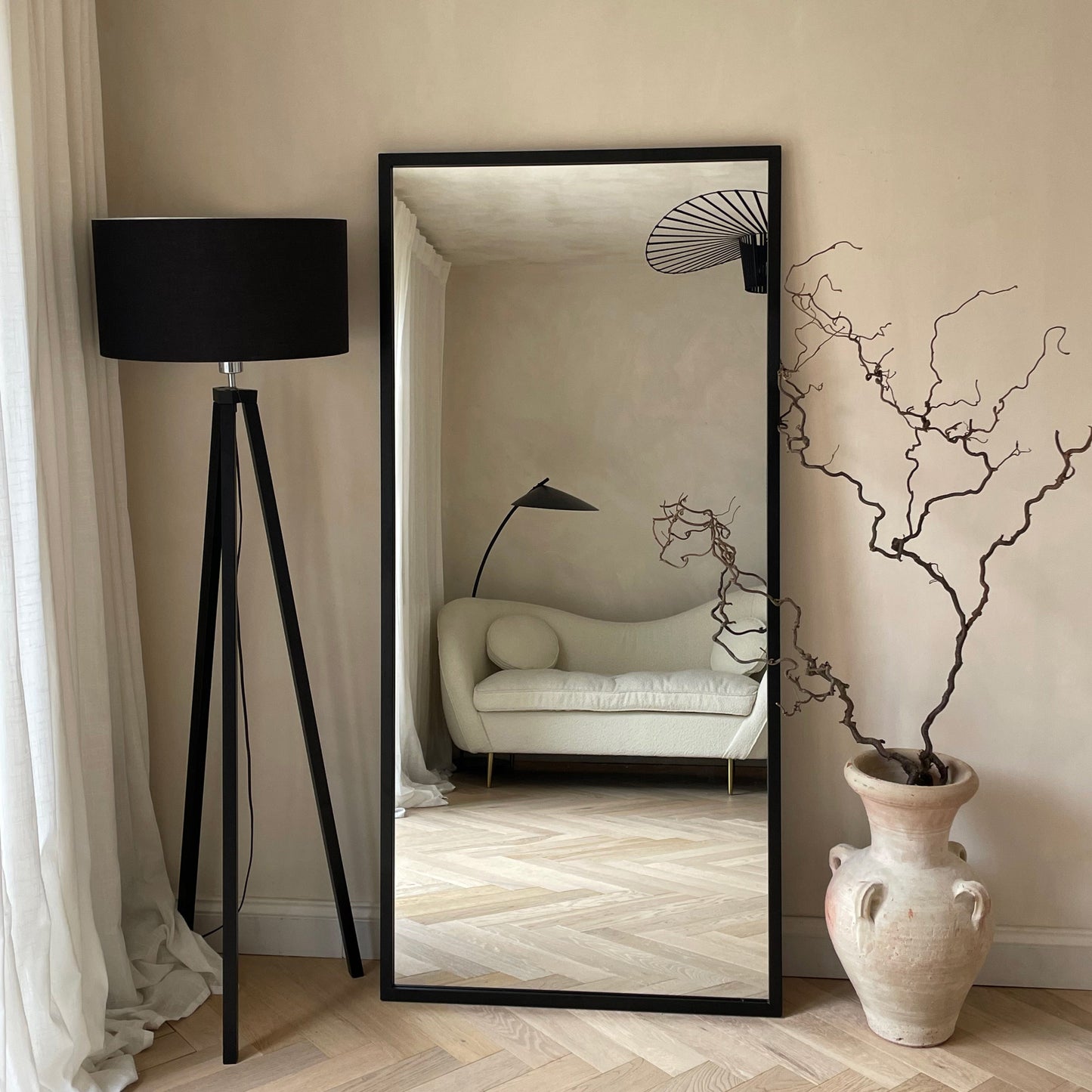 Islington - Specchio Industriale in Metallo Nero a Figura Intera 170cm x 80cm