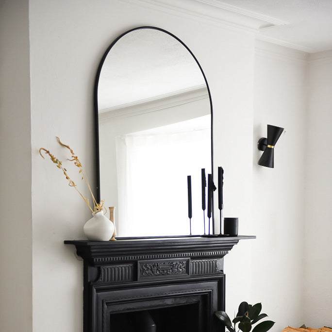 Liberty - Specchio Sopracamino Arcuato in Metallo Nero 120cm x 90cm