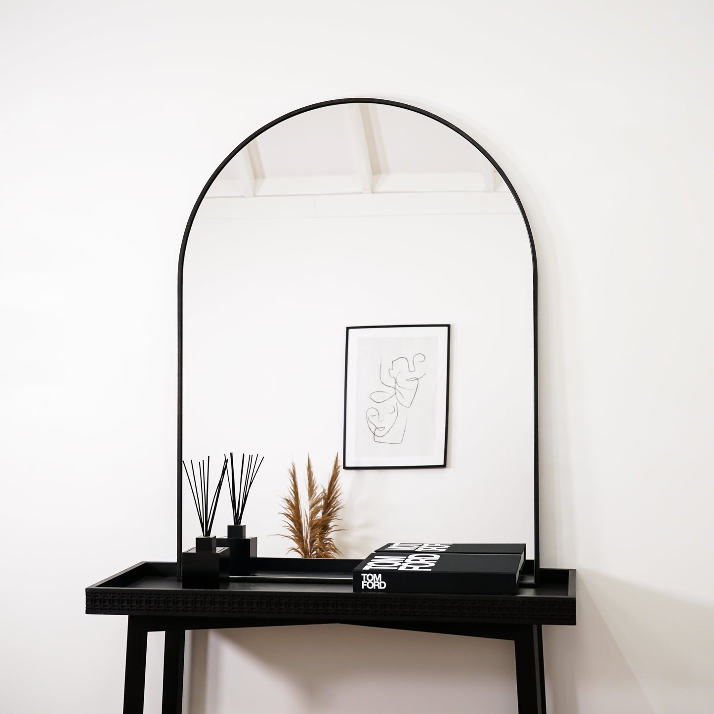 Liberty - Specchio Sopracamino Arcuato in Metallo Nero 120cm x 90cm