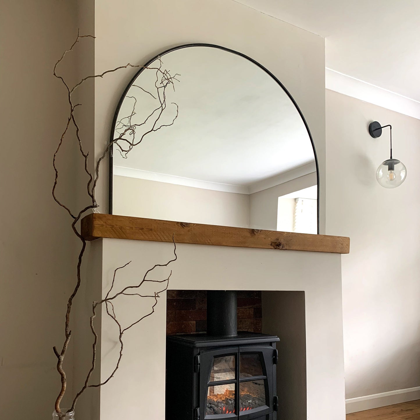 Liberty - Specchio Sopracamino ad Arco Ampio in Metallo Nero 120cm x 90cm