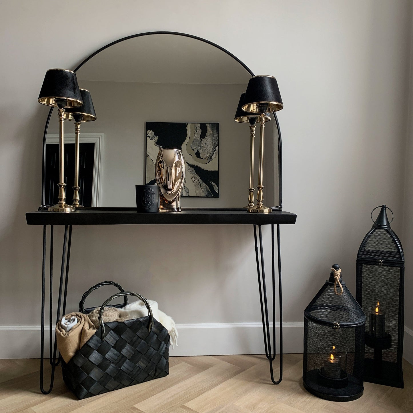 Liberty - Specchio Sopracamino ad Arco Ampio in Metallo Nero 120cm x 90cm