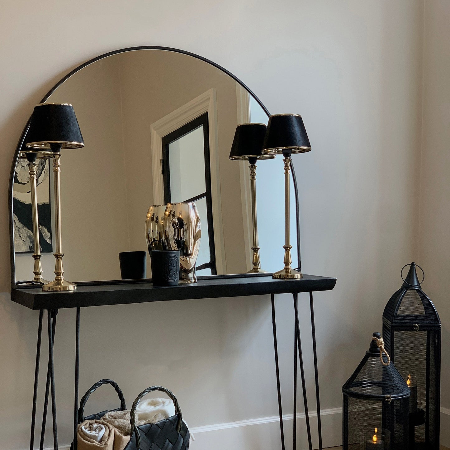 Liberty - Specchio Sopracamino ad Arco Ampio in Metallo Nero 120cm x 90cm
