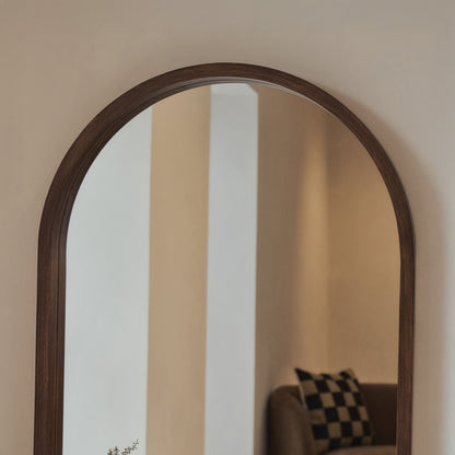 Lilia - Specchio ad Arco in Legno Scuro a Figura Intera 170cm x 80cm