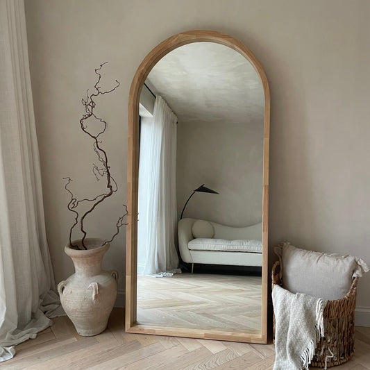 Lilia - Specchio Arcuato in Legno Chiaro a Figura Intera 170cm x 80cm