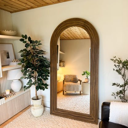 Lucelle - Specchio ad Arco Grande a Figura Intera in Legno Caldo 200cm x 100cm