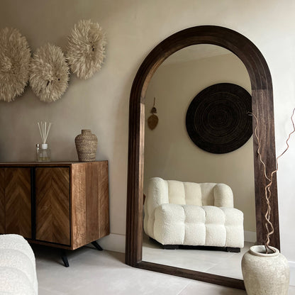Luciana - Specchio in Legno Bruciato ad Arco Figura Intera 180cm x 110cm