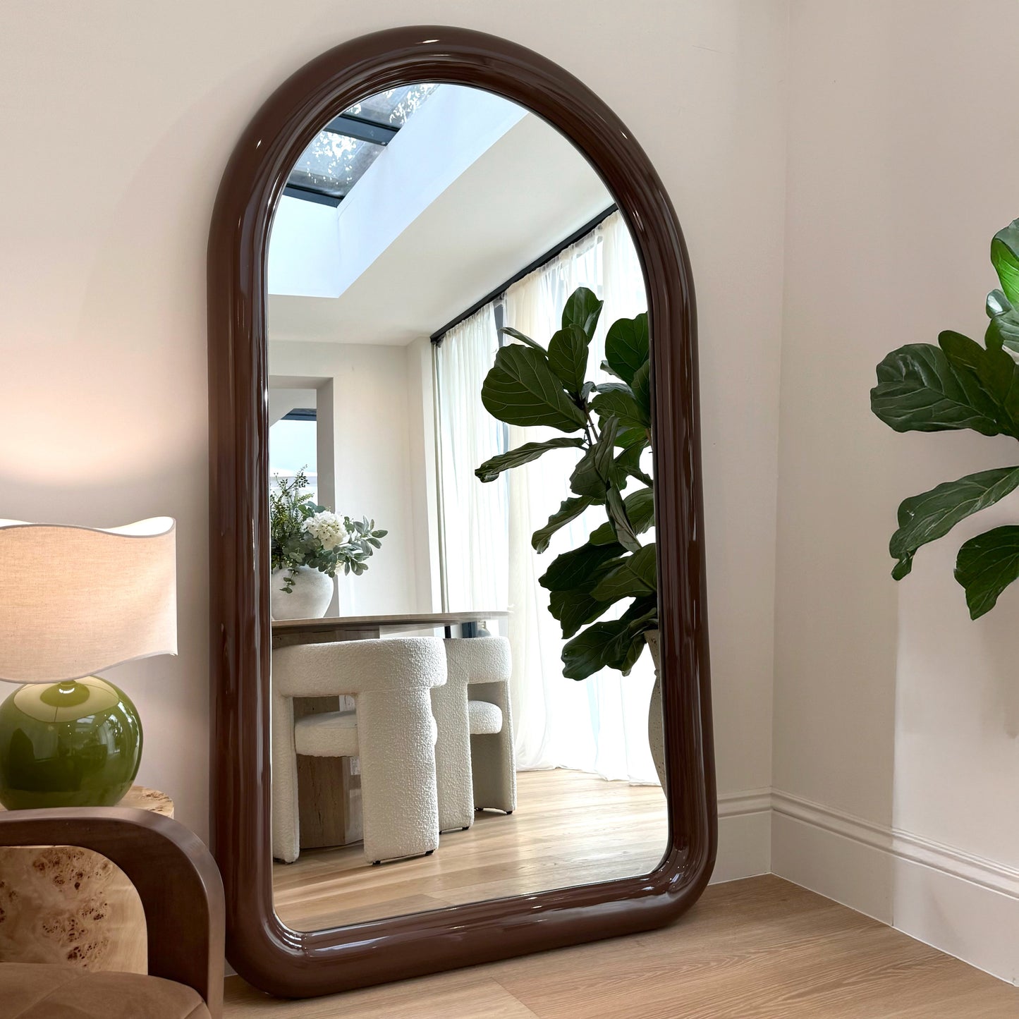Obsidian - Specchio Grande ad Arco Lunghezza Intera Chocolate Gloss 200cm x 120cm
