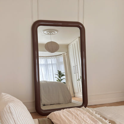 Obsidian - Specchio Grande Rettangolare Marrone Cioccolato Lucido a Figura Intera 200cm x 120cm