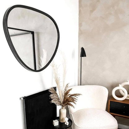 Pebble - Specchio da Parete Irregolare Grande in Metallo Nero 110cm x 90cm