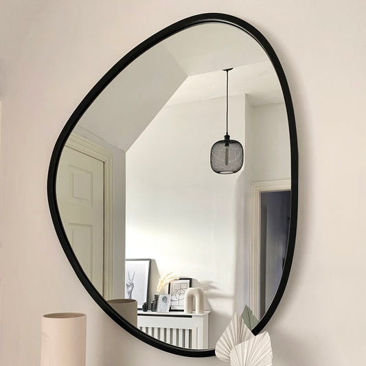 Pebble - Specchio da Parete Irregolare Grande in Metallo Nero 110cm x 90cm