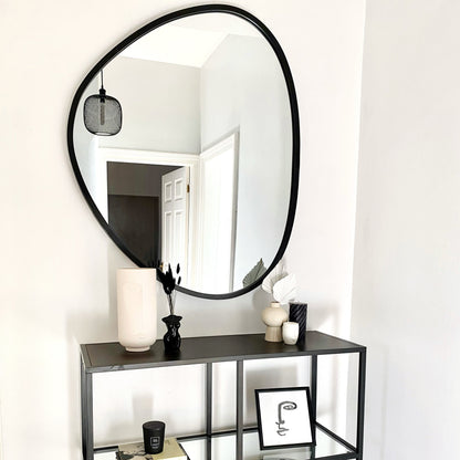 Pebble - Specchio da Parete Irregolare Grande in Metallo Nero 110cm x 90cm