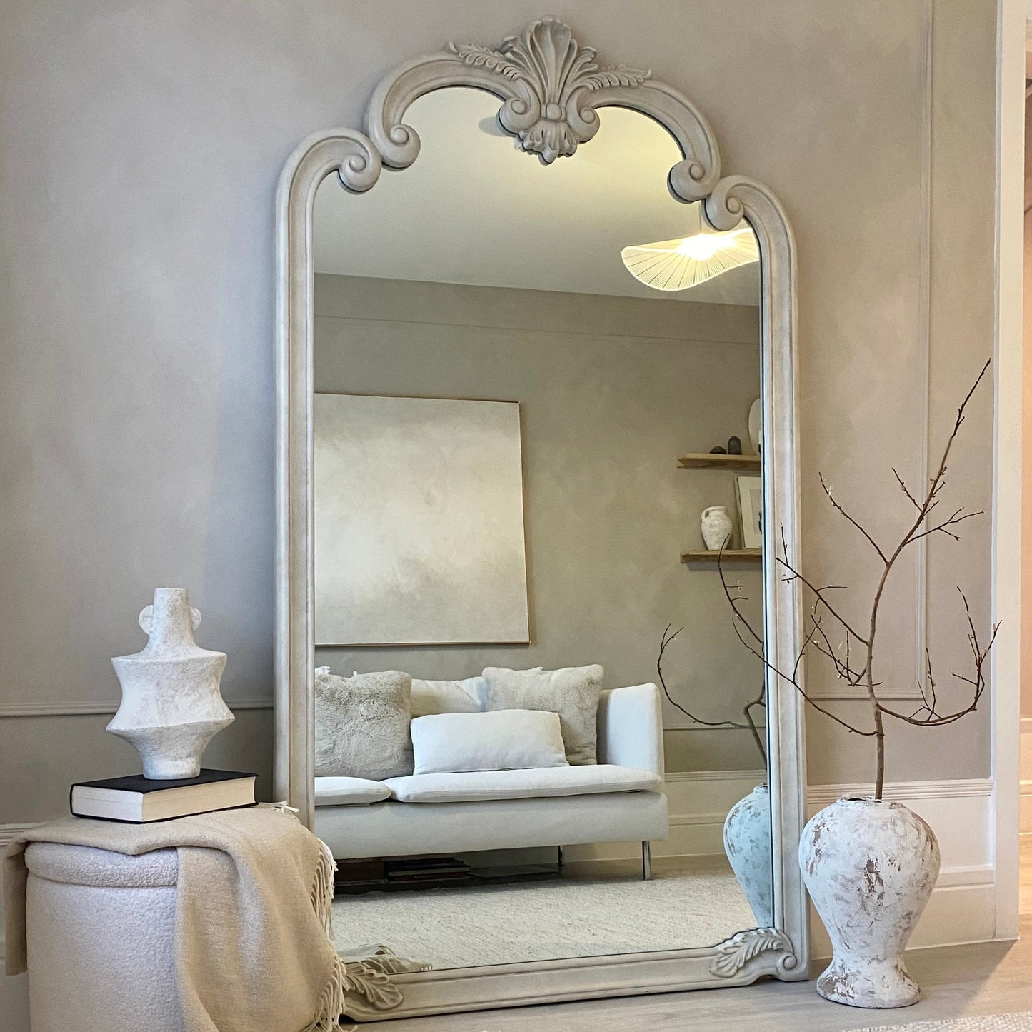 Pelazzo - Specchio Ornato Grande in Cemento a Figura Intera 185cm x 104cm