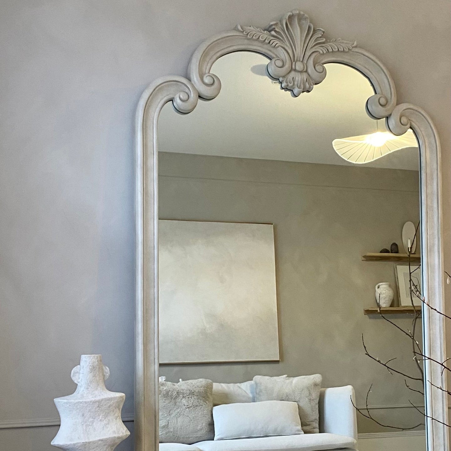 Pelazzo - Specchio Ornato Grande in Cemento a Figura Intera 185cm x 104cm