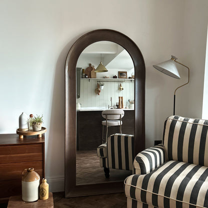 Porta - Specchio Grande ad Arco in Legno Scuro a Figura Intera 180cm x 90cm