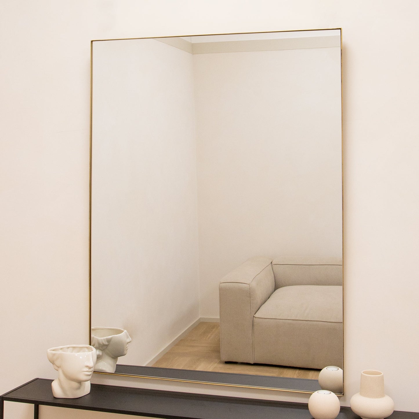 Theo - Specchio da Parete Grande Rettangolare in Metallo Oro 120cm x 90cm