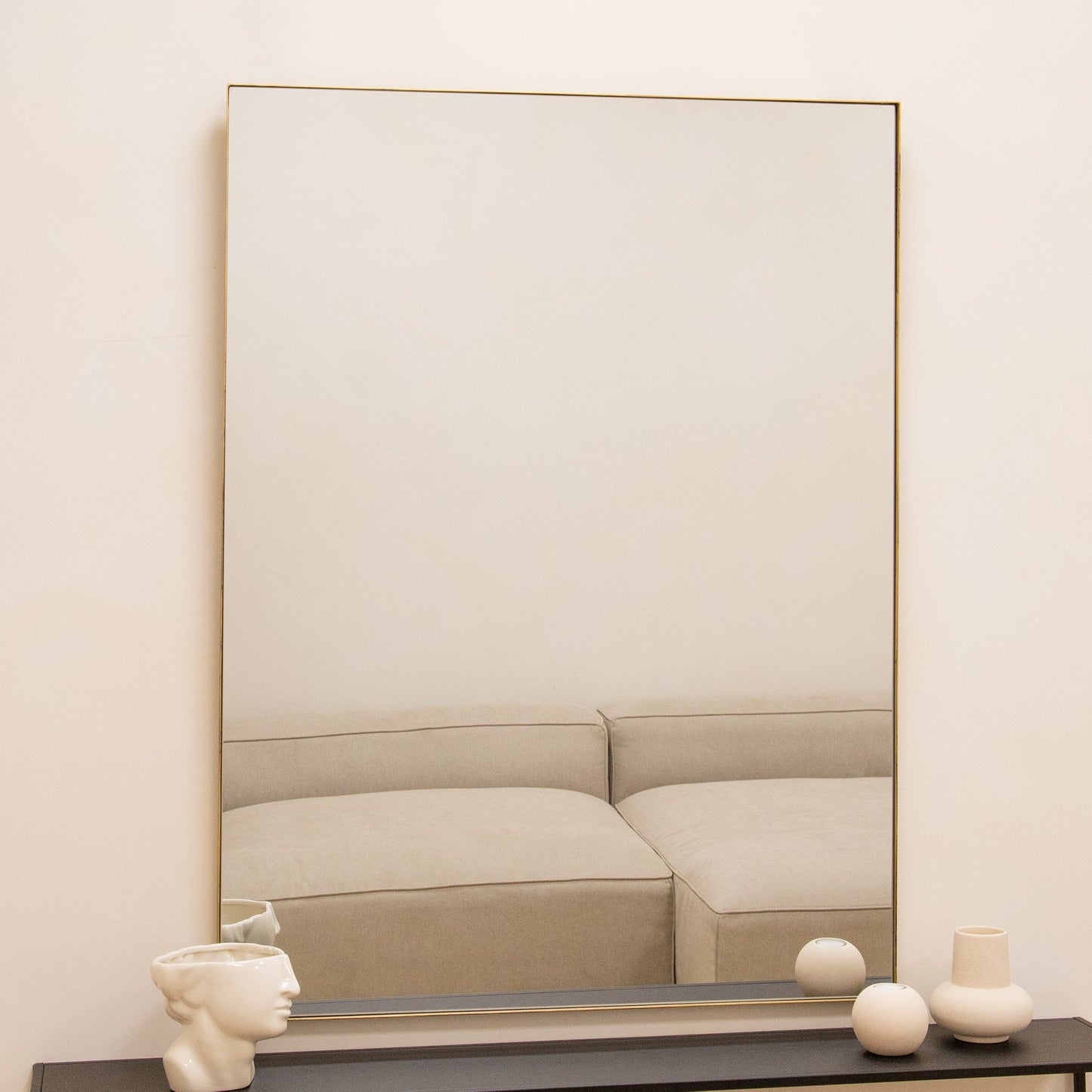 Theo - Specchio da Parete Grande Rettangolare in Metallo Oro 120cm x 90cm