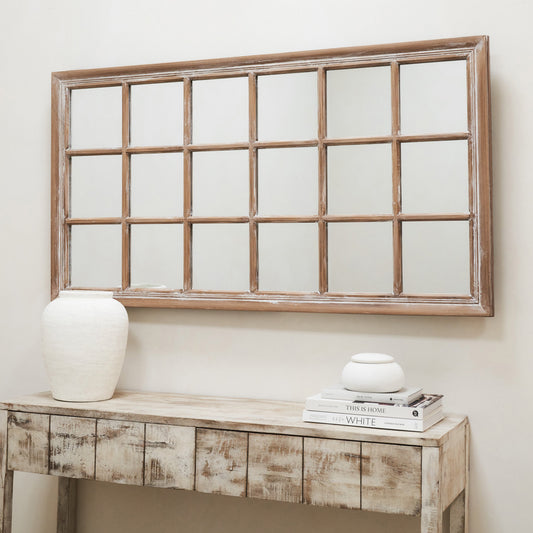 Sasha - Specchio a Finestra Rettangolare Rovere Shabby Chic 134cm x 70cm