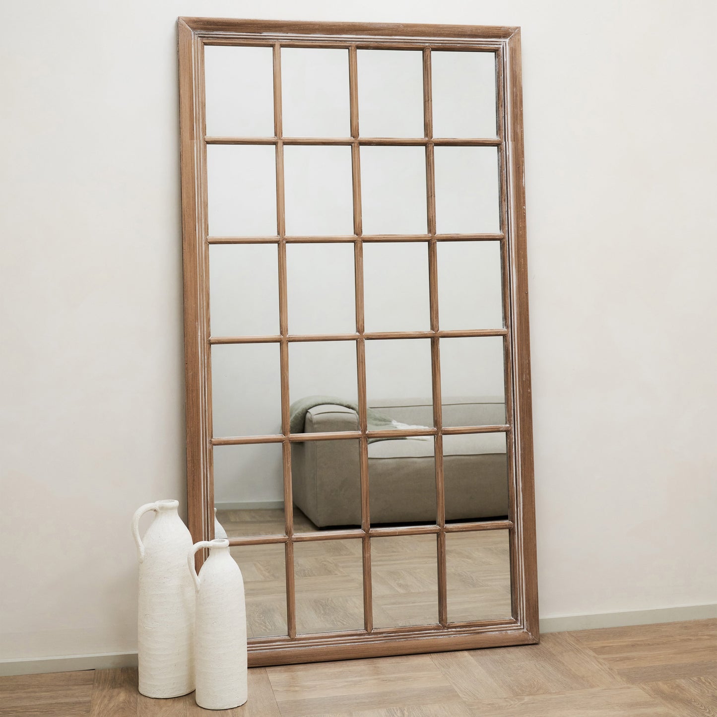 Sasha - Specchio a Finestra Shabby Chic in Rovere a Figura Intera 180cm x 100cm