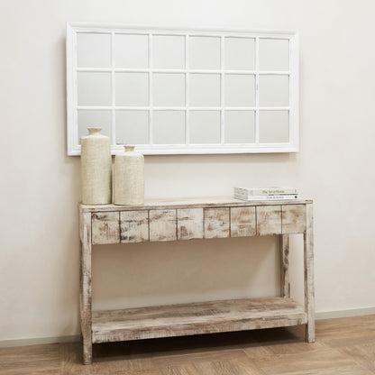 Sasha - Specchio a Finestra Rettangolare Shabby Chic Bianco 134cm x 70cm