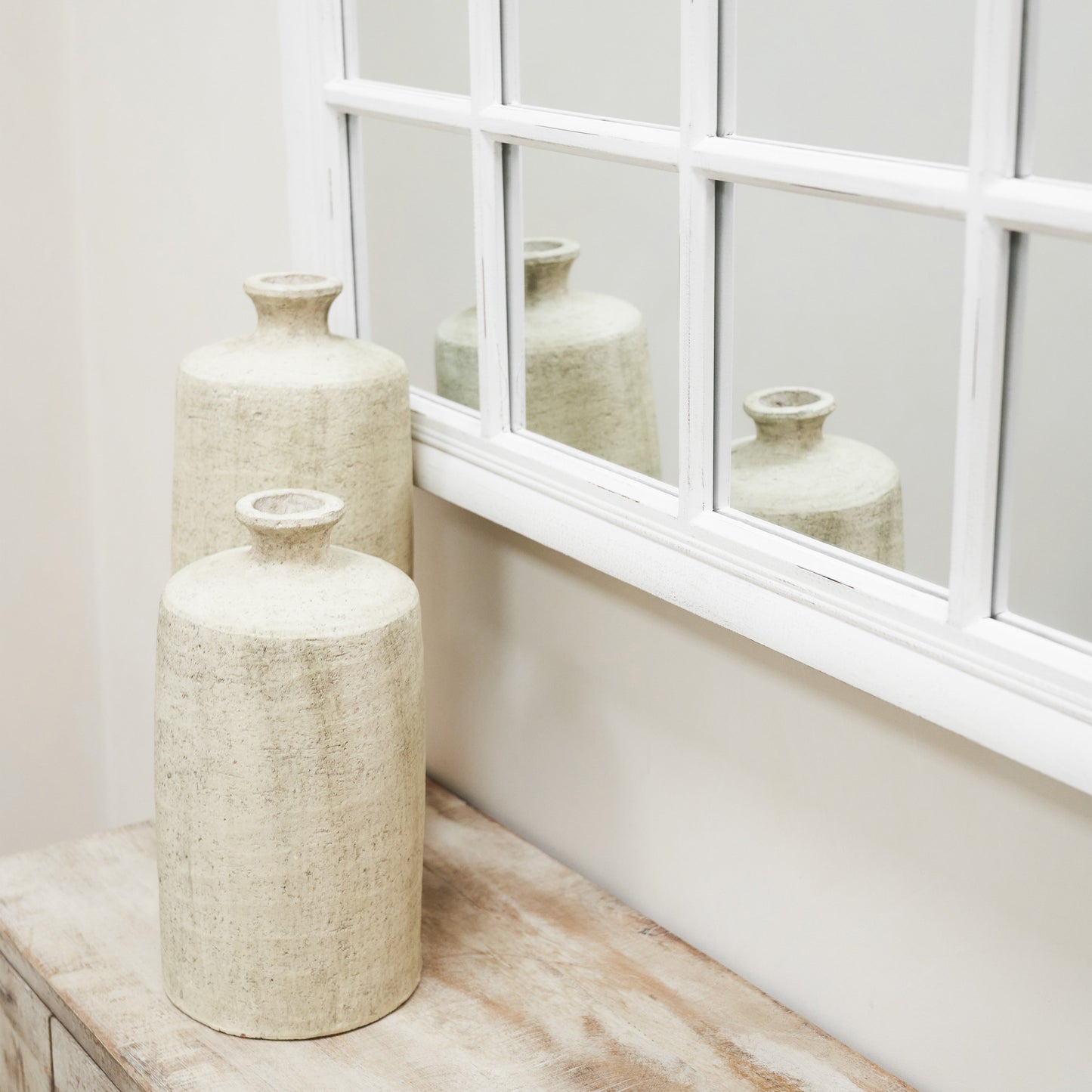 Sasha - Specchio a Finestra Rettangolare Shabby Chic Bianco 134cm x 70cm