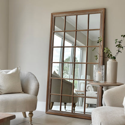 Sasha - Specchio a Finestra Shabby Chic in Rovere a Figura Intera 180cm x 100cm