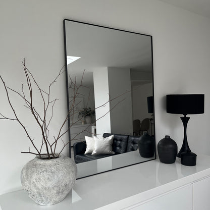 Theo - Specchio da Parete Grande Rettangolare in Metallo Nero 120cm x 90cm