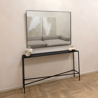 Theo - Specchio da Parete Grande Rettangolare in Metallo Nero 120cm x 90cm