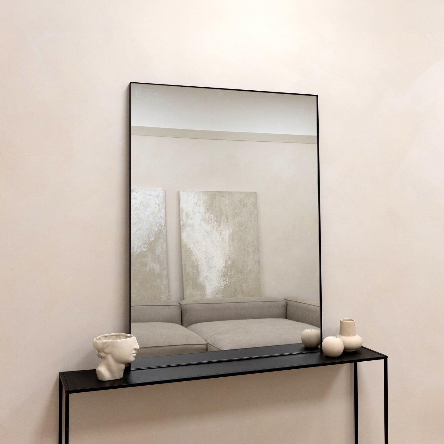 Theo - Specchio da Parete Grande Rettangolare in Metallo Nero 120cm x 90cm