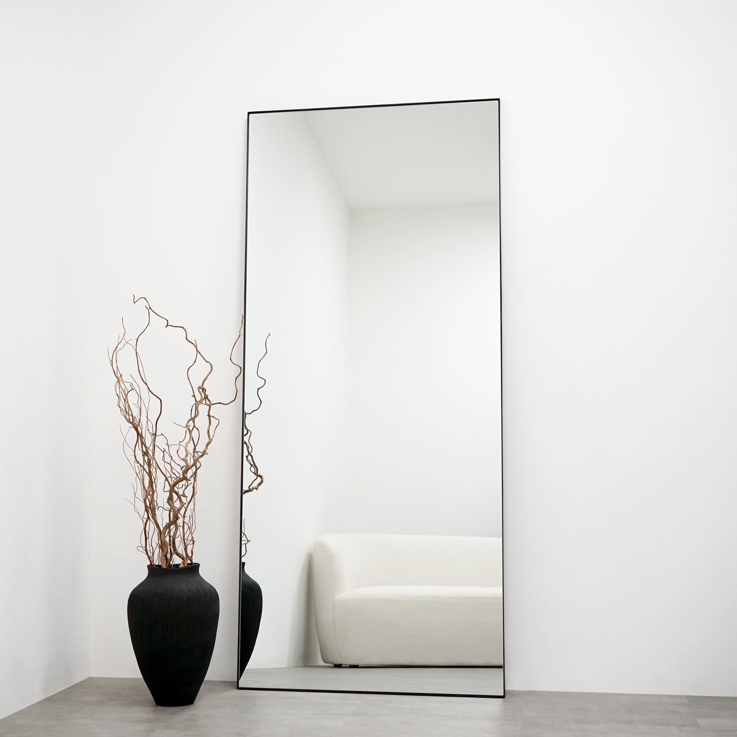 Theo - Specchio Grande Rettangolare in Metallo Nero a Figura Intera 179cm x 80cm