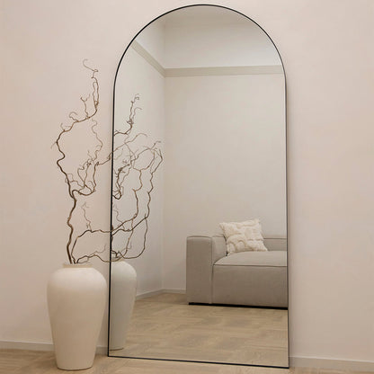 Theo - Specchio Grande in Metallo ad Arco a Figura Intera Nero 180cm x 90cm