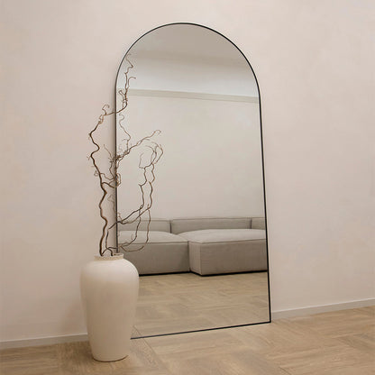 Theo - Specchio Grande in Metallo ad Arco a Figura Intera Nero 180cm x 90cm