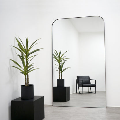 Theo - Specchio Grande in Metallo Curvo Nero Intero 200cm x 120cm