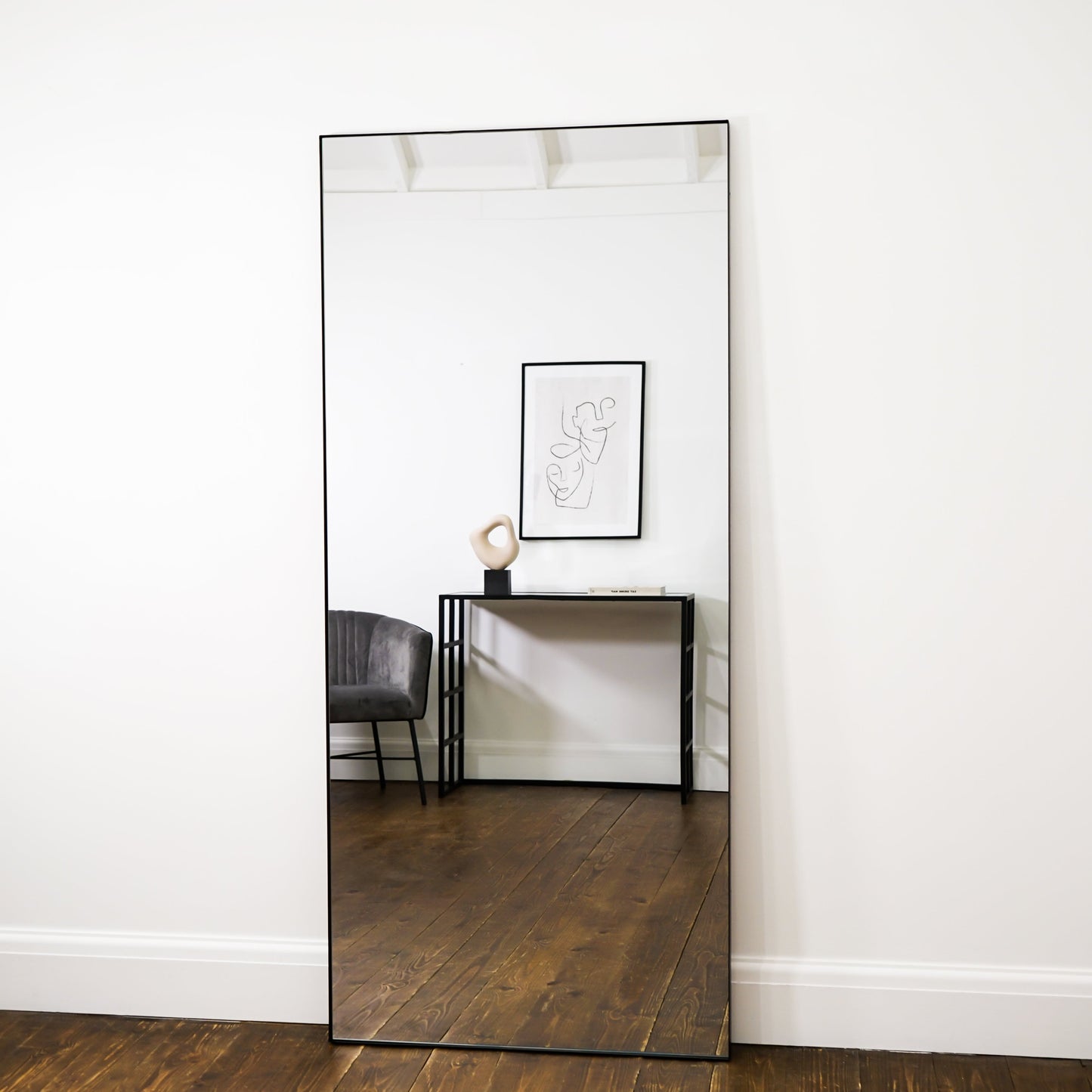Theo - Specchio Grande in Metallo Rettangolare Nero a Figura Intera 160cm x 60cm
