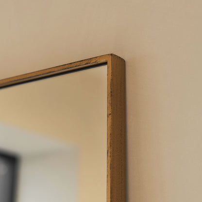 Theo - Specchio Rettangolare Grande in Metallo Dorato a Figura Intera 190cm x 120cm