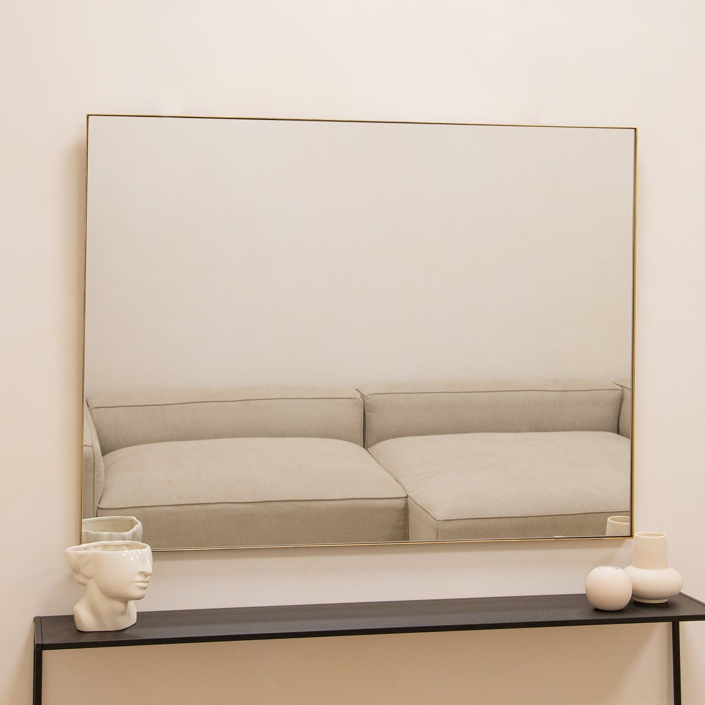 Theo - Specchio da Parete Grande Rettangolare in Metallo Oro 120cm x 90cm