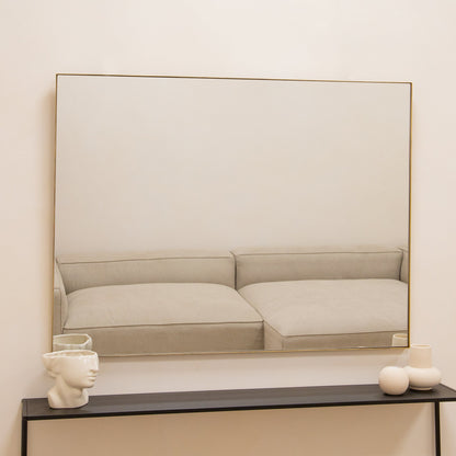 Theo - Specchio da Parete Grande Rettangolare in Metallo Oro 120cm x 90cm