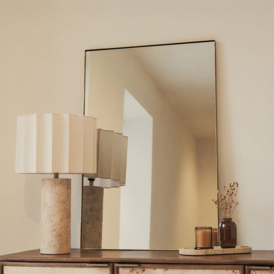 Theo - Specchio da Parete Rettangolare in Metallo Oro 90cm x 60cm