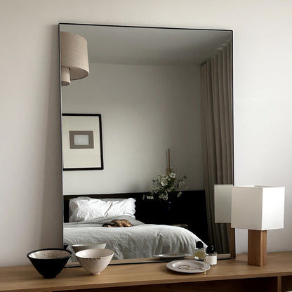 Theo - Specchio da Parete Grande Rettangolare in Metallo Nero 120cm x 90cm