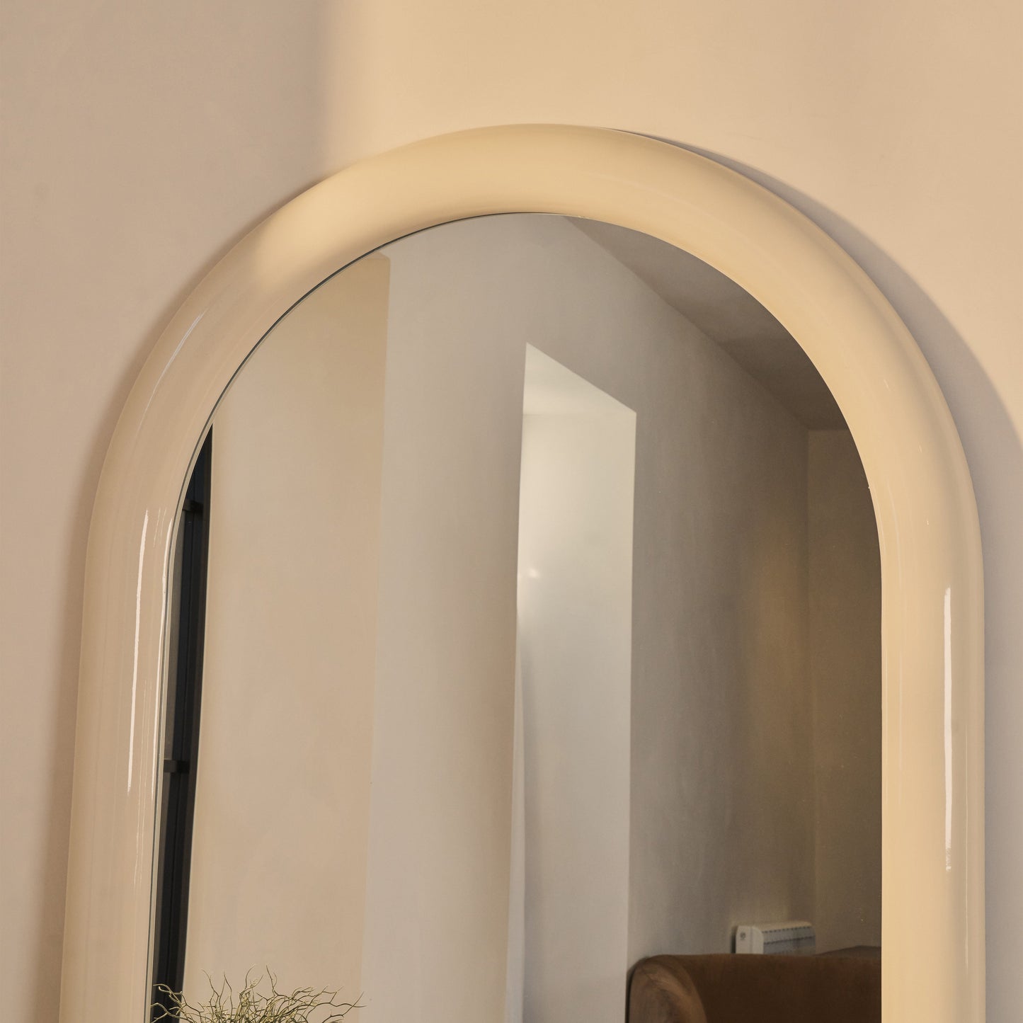 Obsidian - Specchio Grande ad Arco Lunghezza Intera Avorio Lucido 200cm x 120cm