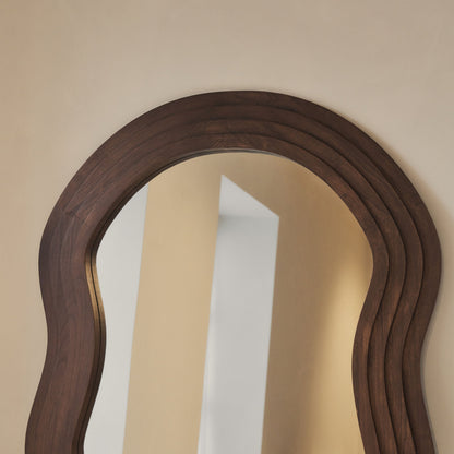 Luciana - Specchio Grande a Onde in Legno Scuro Intero 180cm x 105cm